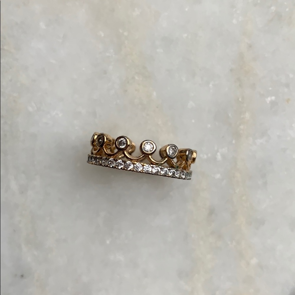 NEW Crown Ring CZ 18K Gold Plate